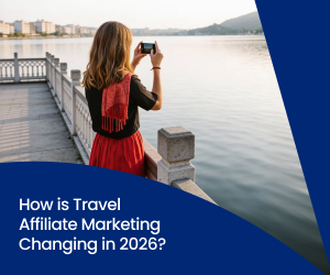 A travel creator with a red scarf snaps a photo while on a bridge overlooking a pond in the European countryside.